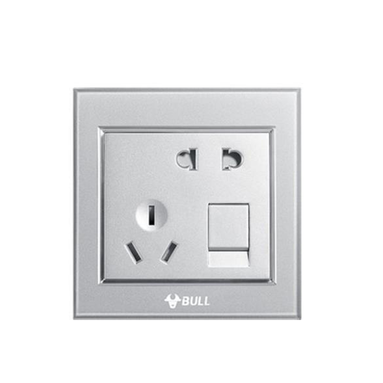 公牛装饰开关 g22月光银 双控五孔10a